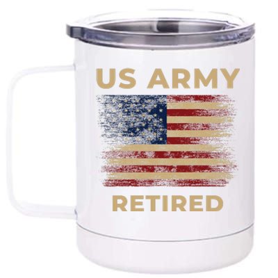 US Army Retired Veteran Gift 12 oz Stainless Steel Tumbler Cup