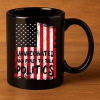 Unvaccinated And Ready To Talk Politics Funny US Flag 11oz C Handle Ceramic Mug