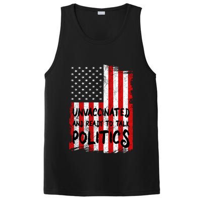 Unvaccinated And Ready To Talk Politics Funny US Flag PosiCharge Competitor Tank