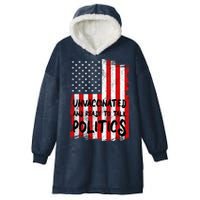Unvaccinated And Ready To Talk Politics Funny US Flag Hooded Wearable Blanket