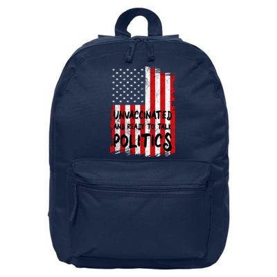 Unvaccinated And Ready To Talk Politics Funny US Flag 16 in Basic Backpack