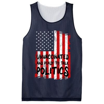 Unvaccinated And Ready To Talk Politics Funny US Flag Mesh Reversible Basketball Jersey Tank