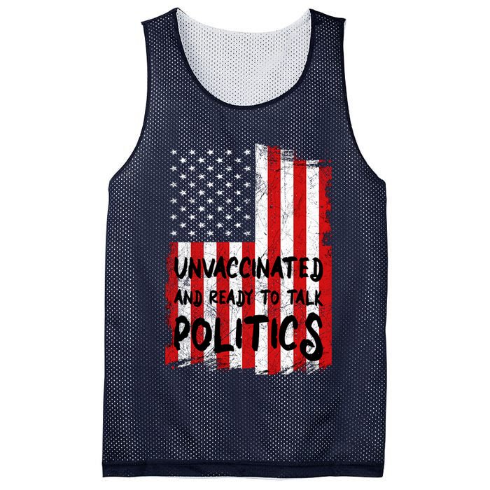 Unvaccinated And Ready To Talk Politics Funny US Flag Mesh Reversible Basketball Jersey Tank