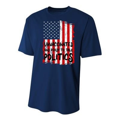 Unvaccinated And Ready To Talk Politics Funny US Flag Youth Performance Sprint T-Shirt