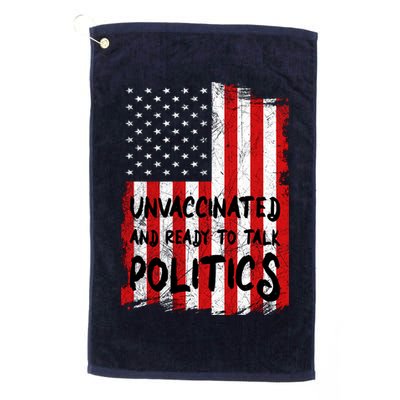 Unvaccinated And Ready To Talk Politics Funny US Flag Golf Towel