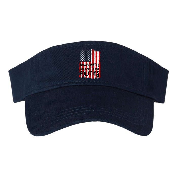 Unvaccinated And Ready To Talk Politics Funny US Flag Visor