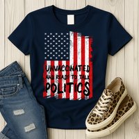 Unvaccinated And Ready To Talk Politics Funny US Flag Womens T-Shirt