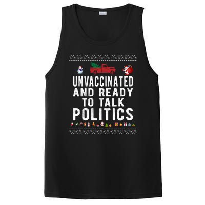 Unvaccinated And Ready To Talk Politics Funny Christmas PosiCharge Competitor Tank