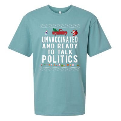 Unvaccinated And Ready To Talk Politics Funny Christmas Sueded Cloud Jersey T-Shirt