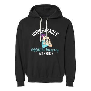 Unbreakable Addiction Recovery Warrior Aa Sober Gifts Women Garment-Dyed Fleece Hoodie