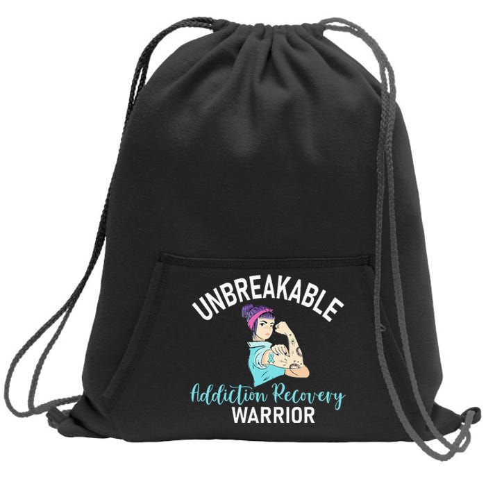 Unbreakable Addiction Recovery Warrior Aa Sober Gifts Women Sweatshirt Cinch Pack Bag