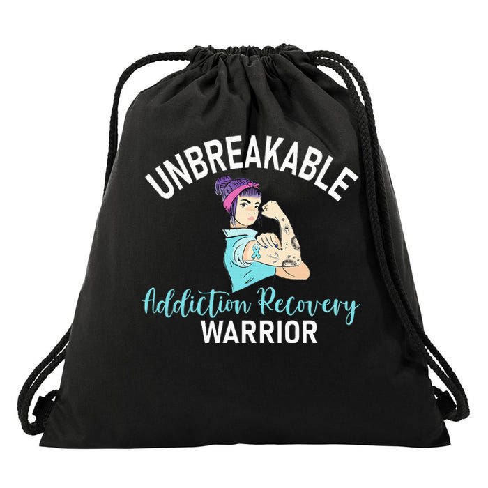 Unbreakable Addiction Recovery Warrior Aa Sober Gifts Women Drawstring Bag