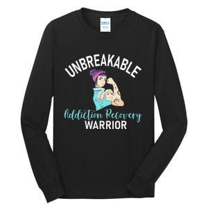 Unbreakable Addiction Recovery Warrior Aa Sober Gifts Women Tall Long Sleeve T-Shirt