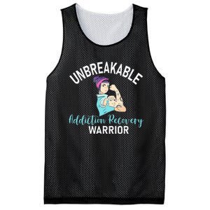 Unbreakable Addiction Recovery Warrior Aa Sober Gifts Women Mesh Reversible Basketball Jersey Tank