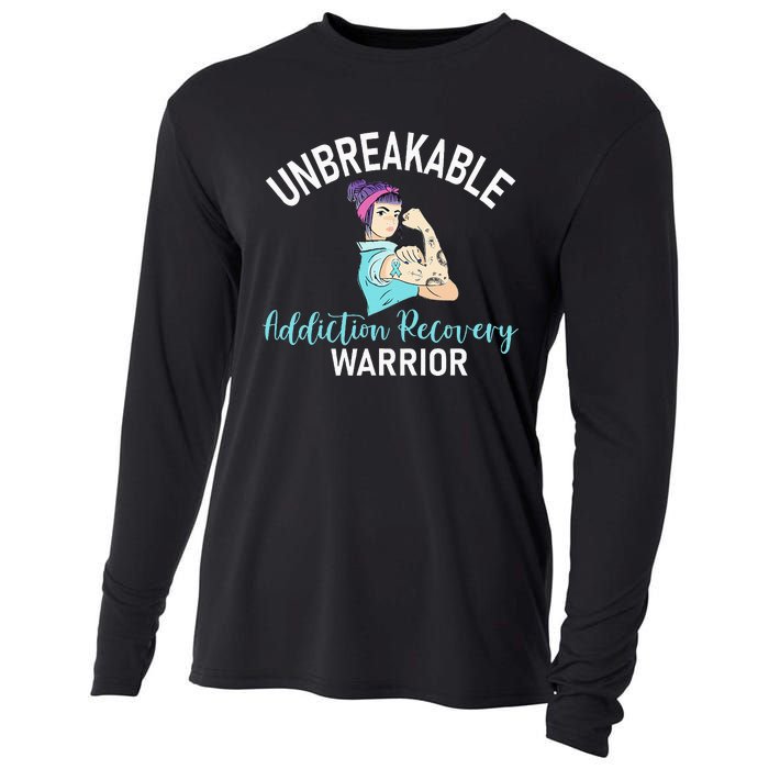 Unbreakable Addiction Recovery Warrior Aa Sober Gifts Women Cooling Performance Long Sleeve Crew