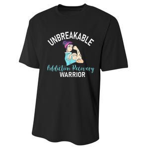 Unbreakable Addiction Recovery Warrior Aa Sober Gifts Women Performance Sprint T-Shirt