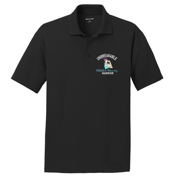 Unbreakable Addiction Recovery Warrior Aa Sober Gifts Women PosiCharge RacerMesh Polo