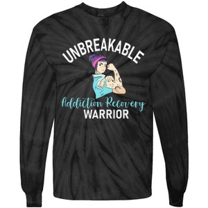 Unbreakable Addiction Recovery Warrior Aa Sober Gifts Women Tie-Dye Long Sleeve Shirt