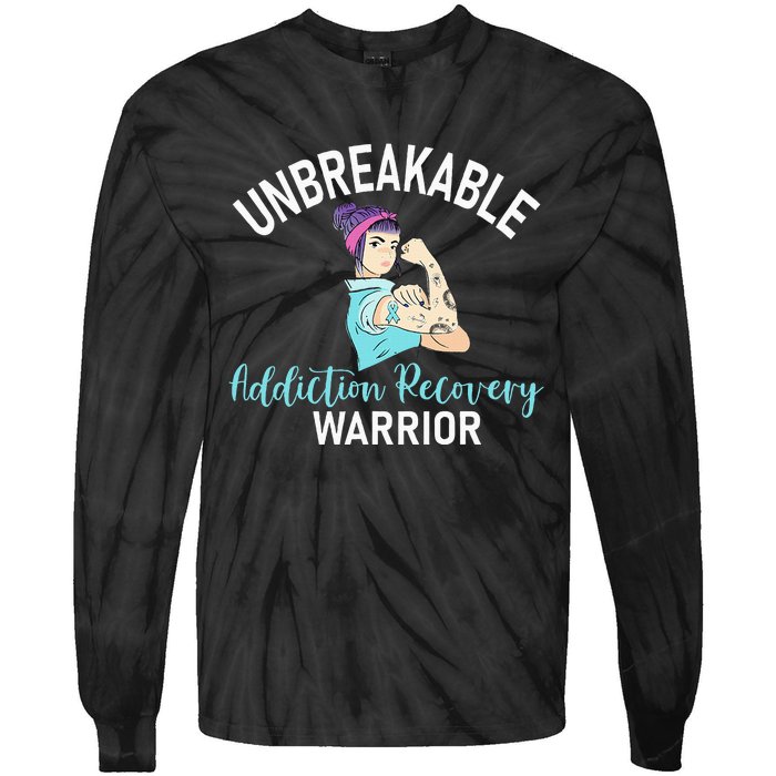 Unbreakable Addiction Recovery Warrior Aa Sober Gifts Women Tie-Dye Long Sleeve Shirt