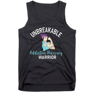 Unbreakable Addiction Recovery Warrior Aa Sober Gifts Women Tank Top