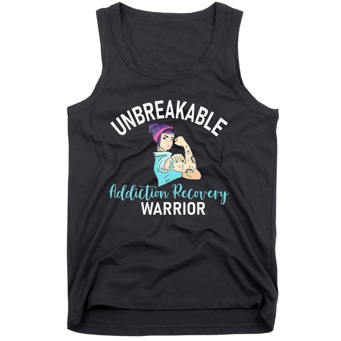 Unbreakable Addiction Recovery Warrior Aa Sober Gifts Women Tank Top