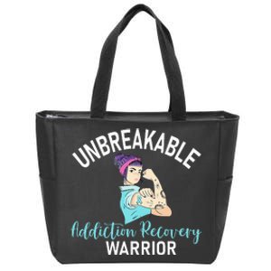 Unbreakable Addiction Recovery Warrior Aa Sober Gifts Women Zip Tote Bag