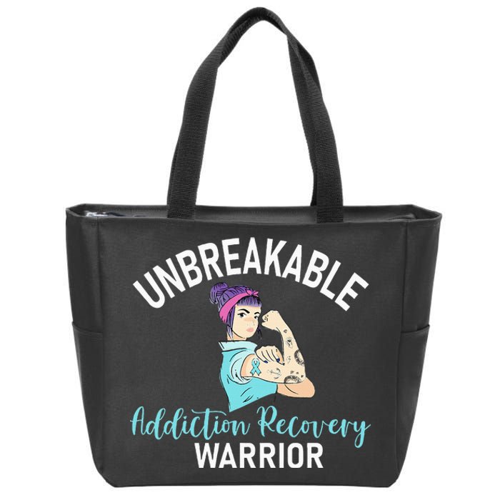 Unbreakable Addiction Recovery Warrior Aa Sober Gifts Women Zip Tote Bag