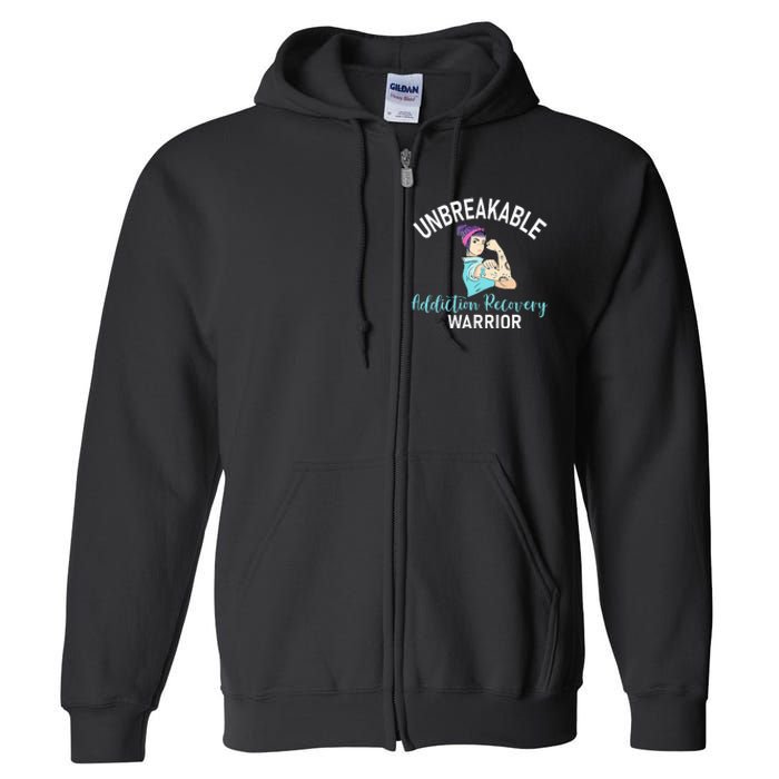 Unbreakable Addiction Recovery Warrior Aa Sober Gifts Women Full Zip Hoodie