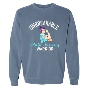 Unbreakable Addiction Recovery Warrior Aa Sober Gifts Women Garment-Dyed Sweatshirt