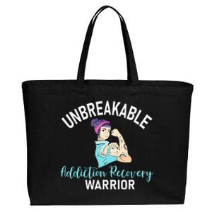 Unbreakable Addiction Recovery Warrior Aa Sober Gifts Women Cotton Canvas Jumbo Tote