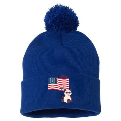 Usa America Sweet Land Liberty Animals Funny Gift Pom Pom 12in Knit Beanie