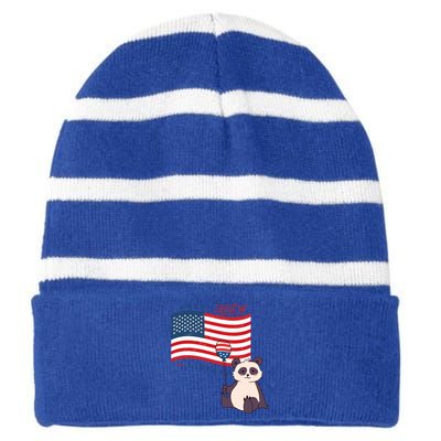 Usa America Sweet Land Liberty Animals Funny Gift Striped Beanie with Solid Band