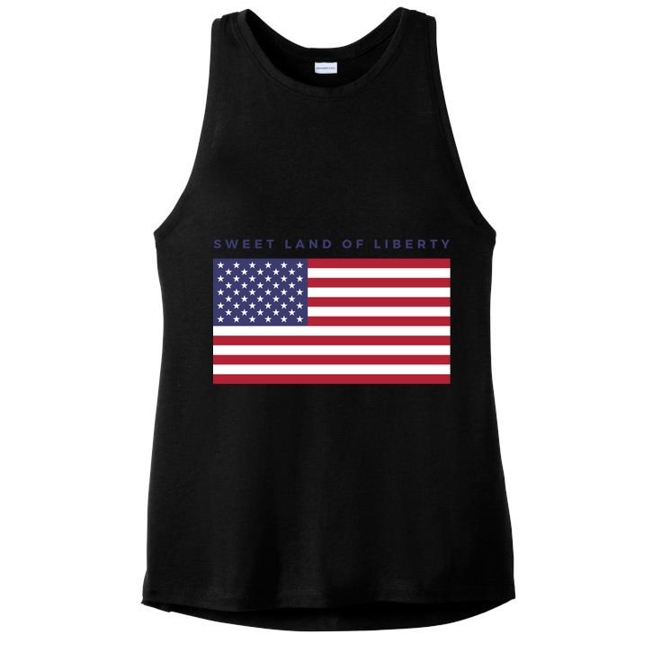 Us America Sweet Land Liberty American Flag Patriot Usa Cool Gift Ladies PosiCharge Tri-Blend Wicking Tank