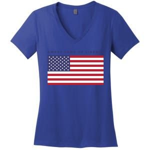 Us America Sweet Land Liberty American Flag Patriot Usa Cool Gift Women's V-Neck T-Shirt