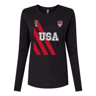 Usa America Soccer Jersey Red Blue Football Ball Travel Womens Cotton Relaxed Long Sleeve T-Shirt