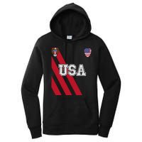 Usa America Soccer Jersey Red Blue Football Ball Travel Women's Pullover Hoodie