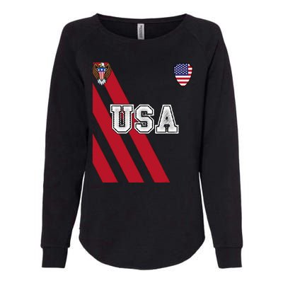 Usa America Soccer Jersey Red Blue Football Ball Travel Womens California Wash Sweatshirt