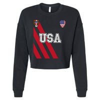 Usa America Soccer Jersey Red Blue Football Ball Travel Cropped Pullover Crew