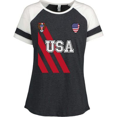 Usa America Soccer Jersey Red Blue Football Ball Travel Enza Ladies Jersey Colorblock Tee