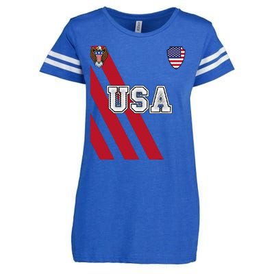 Usa America Soccer Jersey Red Blue Football Ball Travel Enza Ladies Jersey Football T-Shirt