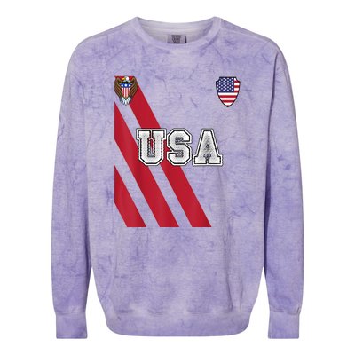 Usa America Soccer Jersey Red Blue Football Usa 2026 Colorblast Crewneck Sweatshirt