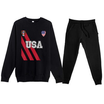 Usa America Soccer Jersey Red Blue Football Usa 2026 Premium Crewneck Sweatsuit Set