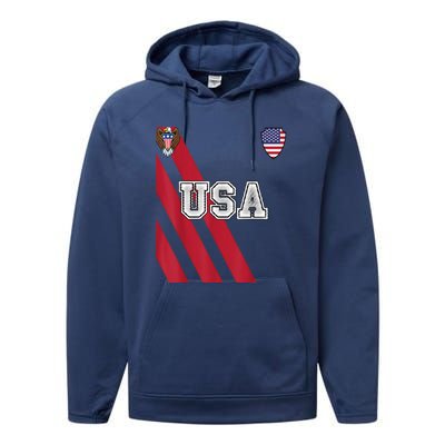 Usa America Soccer Jersey Red Blue Football Usa 2026 Performance Fleece Hoodie