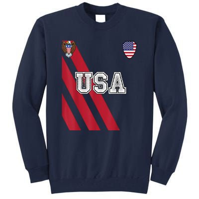 Usa America Soccer Jersey Red Blue Football Usa 2026 Tall Sweatshirt