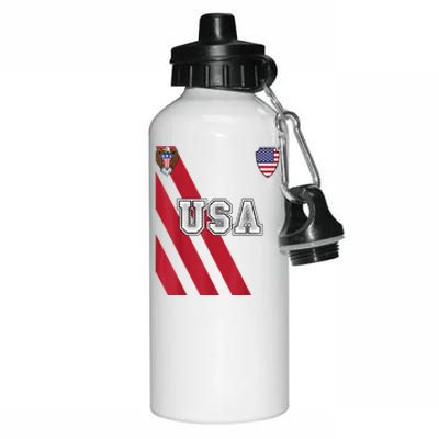 Usa America Soccer Jersey Red Blue Football Usa 2026 Aluminum Water Bottle 