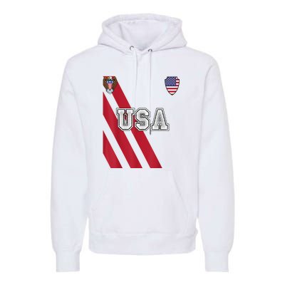 Usa America Soccer Jersey Red Blue Football Usa 2026 Premium Hoodie