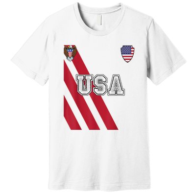 Usa America Soccer Jersey Red Blue Football Usa 2026 Premium T-Shirt