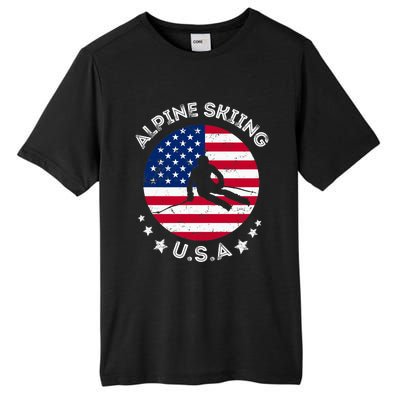 US Alpine Skiing Team Retro Support USA Downhill Skiing Team Tall Fusion ChromaSoft Performance T-Shirt