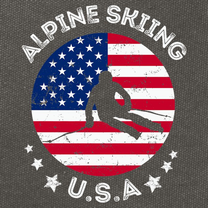 US Alpine Skiing Team Retro Support USA Downhill Skiing Team Cotton Canvas Backpack