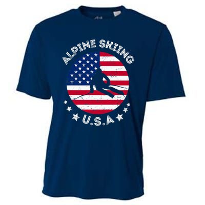 US Alpine Skiing Team Retro Support USA Downhill Skiing Team Cooling Performance Crew T-Shirt